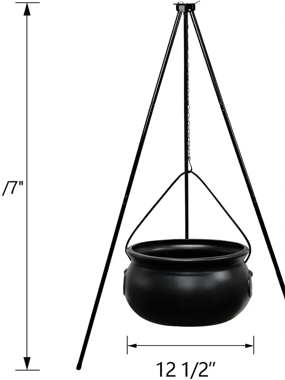 Black Witch's Cauldron Halloween Decoration with Green Lights